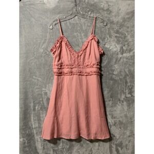 Trixxi Dress Large Pink Sleeveless Smocked Ruffled Fairy Babydoll Y2K Whimsy